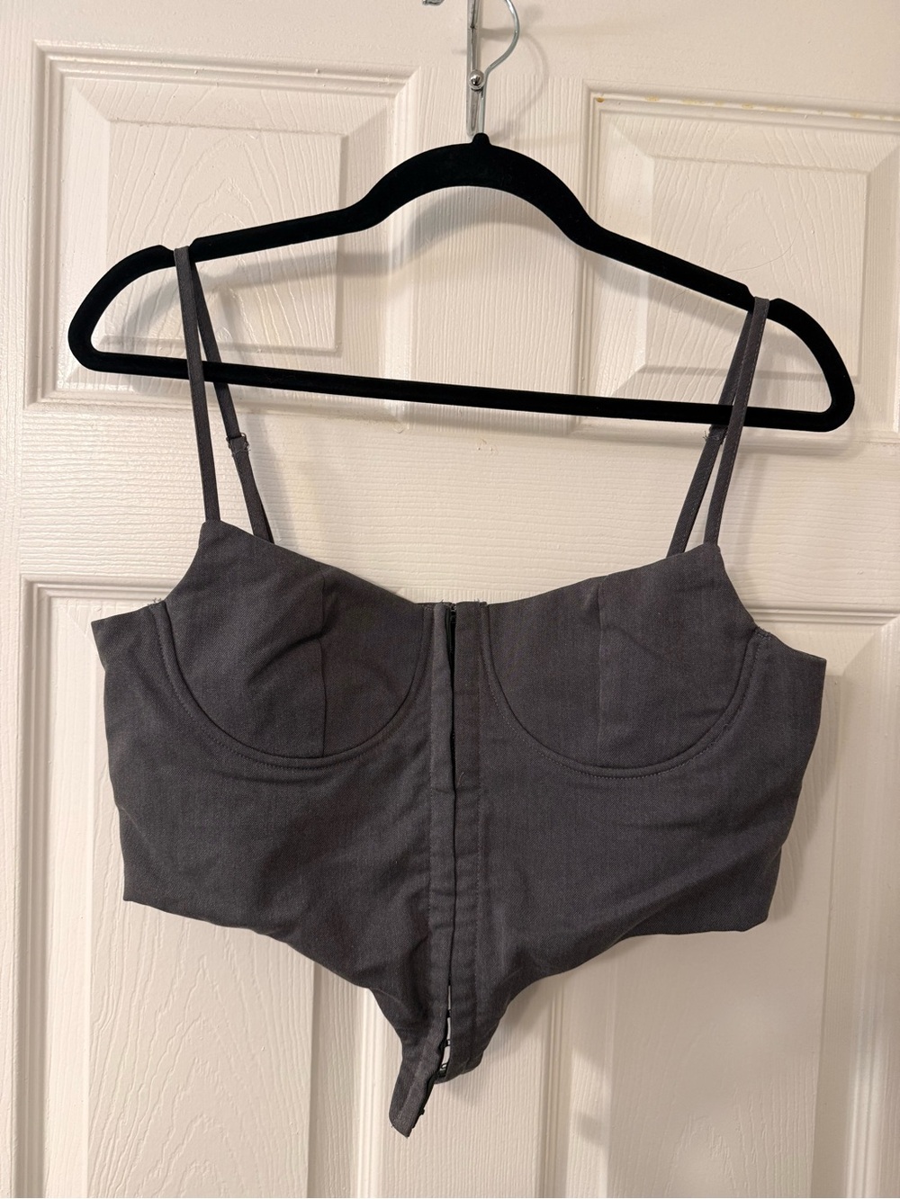 Peppermayo Charcoal Corset Crop Top with Front Hook Clasps